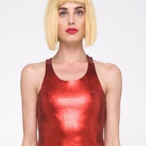 Norma Kamali red coated top